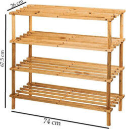Aamen Freestanding 4 Tier Bamboo Shoe Rack Strong Heavy Duty Durable Wooden Shoe Rack - thumbnail 7