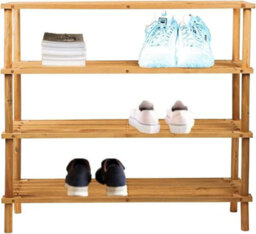 Aamen Freestanding 4 Tier Bamboo Shoe Rack Strong Heavy Duty Durable Wooden Shoe Rack - thumbnail 3
