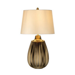Luminosa Lighting Elstead Newham 1 Light Small Table Lamp, Bronze Ceramic , Pearl Shade, E27 - thumbnail 2