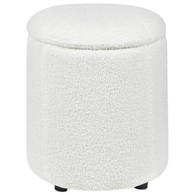 Wyld And Coco Glamour Pouffe Off-White Bouclé 40 X 38 Cm With Hidden Storage - image 1