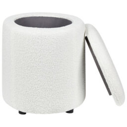 Wyld And Coco Glamour Pouffe Off-White Bouclé 40 X 38 Cm With Hidden Storage - thumbnail 5