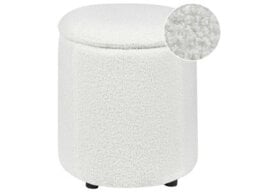 Wyld And Coco Glamour Pouffe Off-White Bouclé 40 X 38 Cm With Hidden Storage - thumbnail 3