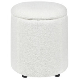 Wyld And Coco Glamour Pouffe Off-White Bouclé 40 X 38 Cm With Hidden Storage - thumbnail 1