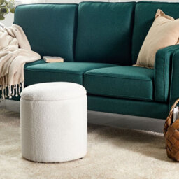 Wyld And Coco Glamour Pouffe Off-White Bouclé 40 X 38 Cm With Hidden Storage - thumbnail 2
