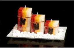 New Gift Set With 3 Scented Aromatic Mood Wax Candles Glass Plate Stones Candle Mandarine Cranberry