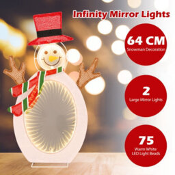Costway Lighted Christmas Snowman 2D Xmas Decoration W/2 Infinity Tunnel Lights - thumbnail 5
