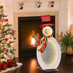Costway Lighted Christmas Snowman 2D Xmas Decoration W/2 Infinity Tunnel Lights - thumbnail 2