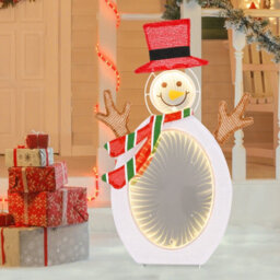 Costway Lighted Christmas Snowman 2D Xmas Decoration W/2 Infinity Tunnel Lights - thumbnail 3