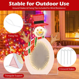 Costway Lighted Christmas Snowman 2D Xmas Decoration W/2 Infinity Tunnel Lights - thumbnail 6