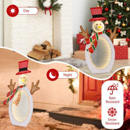 Costway Lighted Christmas Snowman 2D Xmas Decoration W/2 Infinity Tunnel Lights - thumbnail 7