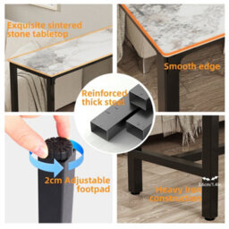 Fativo L120Xw40Xh105Cm Sintered Stone Marble Heavy Duty Kitchen Table Bar Table Pub Dining High Table - thumbnail 3