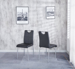 Modernique Set Of 4 Dining Chairs In Faux Leather Chrome Frame Solid Build - thumbnail 1