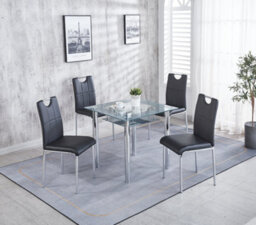 Modernique Set Of 4 Dining Chairs In Faux Leather Chrome Frame Solid Build - thumbnail 2