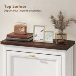 Homcom Shoe Cabinet With 2 Flip Drawers, Narrow Shoe Storage Cabinet, White - thumbnail 7