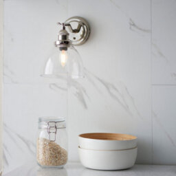 Luminosa Lighting Luminosa Hansen Dome Wall Lamp Bright Nickel Plate, Clear Glass, 1X E14 - thumbnail 5