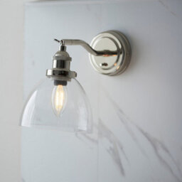 Luminosa Lighting Luminosa Hansen Dome Wall Lamp Bright Nickel Plate, Clear Glass, 1X E14 - thumbnail 2