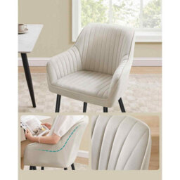 Modern Dining Armchair, Upholstered Velvet Kitchen Chair With Metal Legs, Cappuccino Beige And Ink Black - thumbnail 5