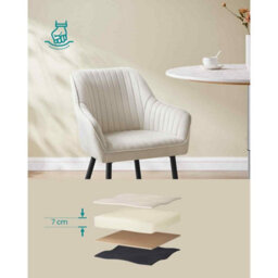 Modern Dining Armchair, Upholstered Velvet Kitchen Chair With Metal Legs, Cappuccino Beige And Ink Black - thumbnail 4