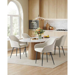 Modern Dining Armchair, Upholstered Velvet Kitchen Chair With Metal Legs, Cappuccino Beige And Ink Black - thumbnail 3