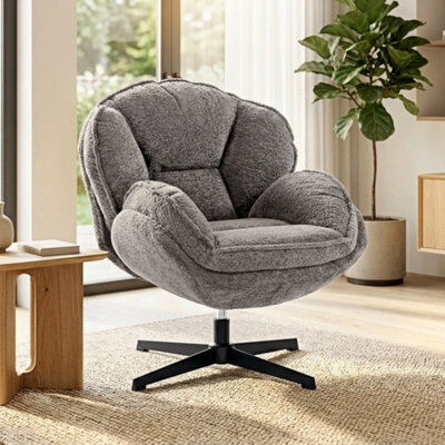 Grey Accent Chair Swivel Velvet Armchair - image 1