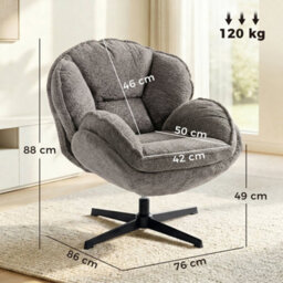 Grey Accent Chair Swivel Velvet Armchair - thumbnail 2