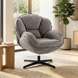 Grey Accent Chair Swivel Velvet Armchair - thumbnail 1
