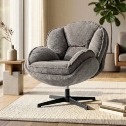 Grey Accent Chair Swivel Velvet Armchair - thumbnail 3