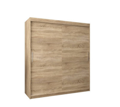 Arte Tokyo Contemporary 2 Sliding Door Wardrobe 9 Shelves 2 Rails Oak Sonoma Effect (H)2000mm (W)1800mm (D)620mm - image 1