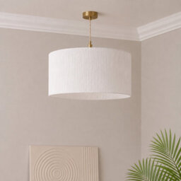CGC Lighting Cgc Ramona 46Cm White Ruffled Paper Large Round Drum Lampshade With Diffuser