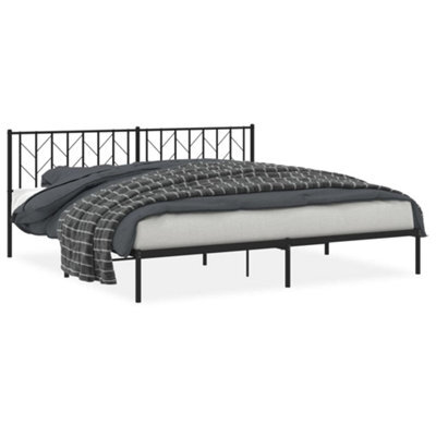 Berkfield Classic Metal Bed Frame Without Mattress With Headboard Black 200X200Cm