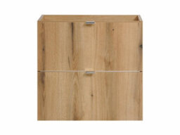 Impact Furniture Bathroom Vanity Unit With Sink Oak Drawers Narrow Slim Cabinet Wall Hung 600mm Ceramic Basin Nova - thumbnail 5