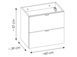 Impact Furniture Bathroom Vanity Unit With Sink Oak Drawers Narrow Slim Cabinet Wall Hung 600mm Ceramic Basin Nova - thumbnail 8