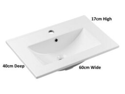 Impact Furniture Bathroom Vanity Unit With Sink Oak Drawers Narrow Slim Cabinet Wall Hung 600mm Ceramic Basin Nova - thumbnail 9