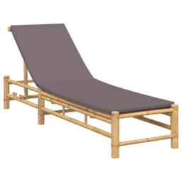 Berkfield Sun Lounger With Cushions 55X199X30 Cm Bamboo - thumbnail 2