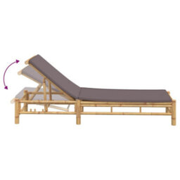 Berkfield Sun Lounger With Cushions 55X199X30 Cm Bamboo - thumbnail 7