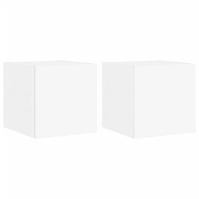 Berkfield Durable Tv Wall Cabinets With Led Lights 2 Pcs White 30.5X35X30 Cm - image 1