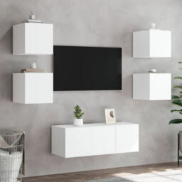 Berkfield Durable Tv Wall Cabinets With Led Lights 2 Pcs White 30.5X35X30 Cm - thumbnail 5