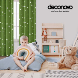 Deconovo Thermal Blackout Eyelet Curtains, Silver Star Foil Printed Room Darkening Curtains, W66 X L72 Inch, Grass Green, 2 Panels - thumbnail 5