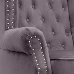 Velvet Wing Back Fireside Henley Chair Armchair With Buttons Dark Grey - thumbnail 7
