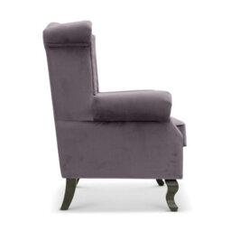 Velvet Wing Back Fireside Henley Chair Armchair With Buttons Dark Grey - thumbnail 5