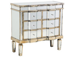 Wyld And Coco Aurorahome Mirrored Sideboard Gold 6 Drawers Shabby Chic Design - Silver Finish - thumbnail 3