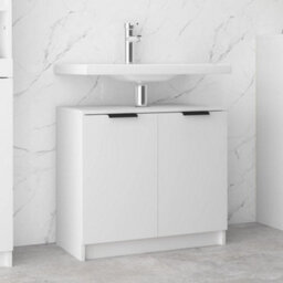 Berkfield Bathroom Cabinet White 64.5X33.5X59 Cm Engineered Wood - thumbnail 1