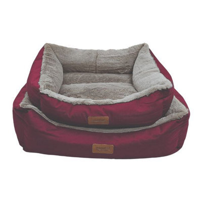 Huggle Pets Hugglepets Luxury Red & Grey Plush Dog Small Lounger Bed - image 1