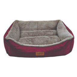Huggle Pets Hugglepets Luxury Red & Grey Plush Dog Small Lounger Bed - thumbnail 2