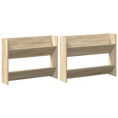 Berkfield Modern Wall Shoe Cabinets 2 Pcs Sonoma Oak 80X18X60Cm Engineered Wood - image 1