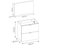 Impact Furniture Bathroom Vanity Unit Countertop Top Oak Sink Cabinet Without Basin Wall Hung Drawers 600mm Worktop Slim Narrow Storage Nova - thumbnail 8