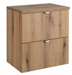 Impact Furniture Bathroom Vanity Unit Countertop Top Oak Sink Cabinet Without Basin Wall Hung Drawers 600mm Worktop Slim Narrow Storage Nova - thumbnail 2