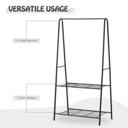 Homcom A Shaped Clothes Rack Garment Hanger Hanging Rail 2-Tier Shelving Metal - thumbnail 6