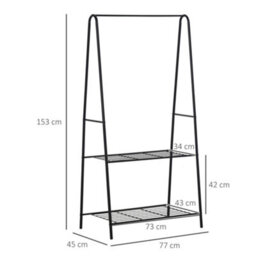 Homcom A Shaped Clothes Rack Garment Hanger Hanging Rail 2-Tier Shelving Metal - thumbnail 3