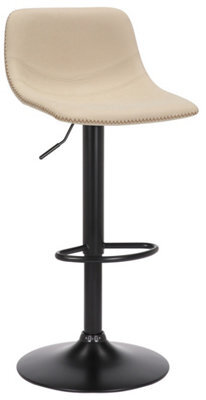 Lamboro Antico Faux Leather Kitchen Bar Stool, Matt Black Stem & Base, Adjustable Gas Lift With Backrest, Breakfast Bar Stool - Cream - image 1